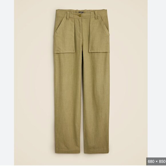 J. Crew Cargo Linen blend pant size 2 color: linden green - Picture 1 of 4